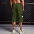 thumbnail image 4 of Men's Cargo Shorts Below Knee Lightweight Drawstring Waist Long Shorts Work Pants Multi Pockets Army Green XL, 4 of 4