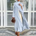 thumbnail image 2 of Baqcunre Fall Dresses For Women 2023 Women'S Muslim Soft And Elegant Chiffon Solid Cardigan Loose Long Cardigan Dress Long Sleeve Dress For Women Womens Dresses Light blue Dress XL, 2 of 5