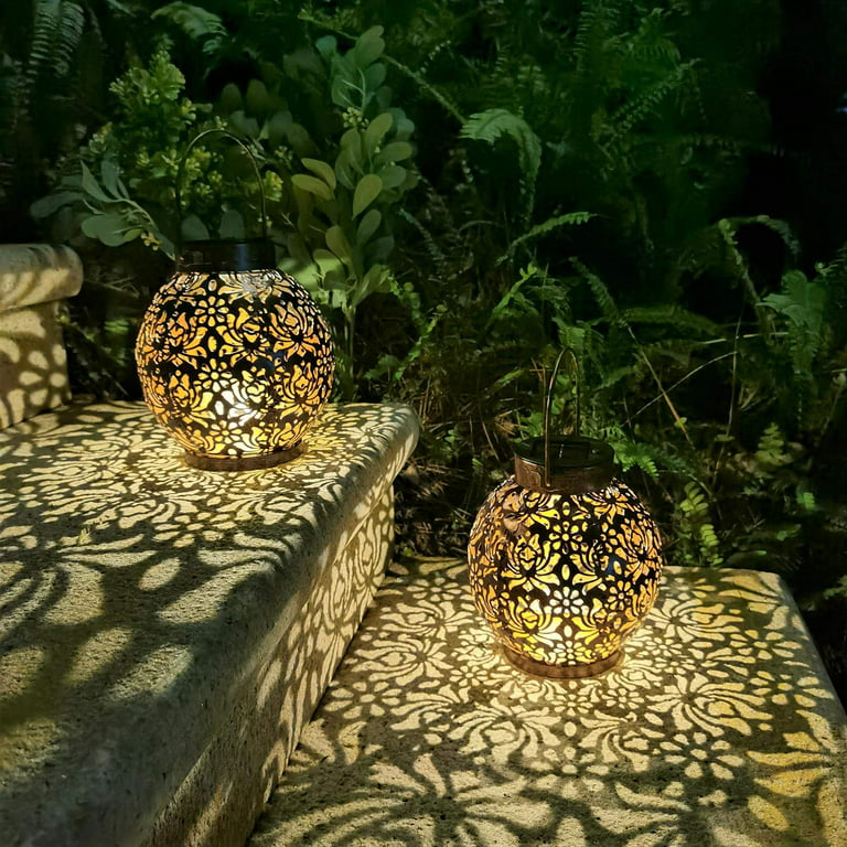 Solar Lanterns Outdoor Waterproof, Metal Dragonfly Solar Lights Decorative  Table Lights Solar Hanging Lantern Garden Lights for Patio Yard Landscape