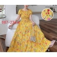 thumbnail image 1 of JUNWELL Robe Vestidos Maxi Longue Robe Femmes Été Vêtements Indiens Bohème Coton Lin Floral Manches Courtes Style Coréen Décontracté, 1 of 7