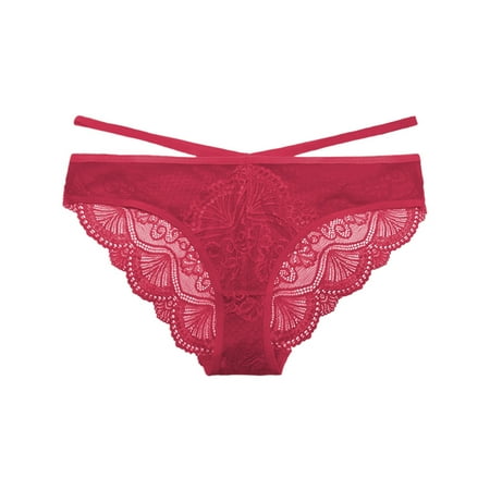 

Aayomet Womens Boxers Ladies Show Buttocks Wear Fashion Soft Ice Silk Seamless Low Waist Lace Hollow Briefs Wine M