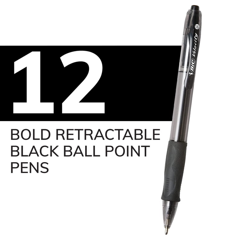 Bold Retractable Ballpoint Pens, 1.6mm, Black, 12 Pack photo 2