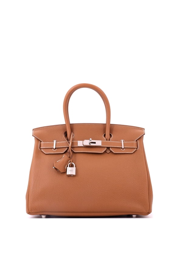 Pre-Owned Birkin Handbag Gold Togo with Palladium Hardware 30 By Rebag