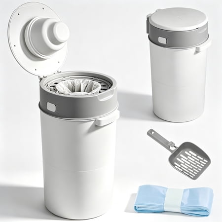 Diaper Pail with Double Odor Lock System Pail with Airtight Lid,Refill with Any Bag, for Home Nursery Room Living Room (White)