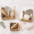 thumbnail image 3 of Rectangular Braided Water Hyacinth Baskets With Handles Natural Set of 3, 3 of 6