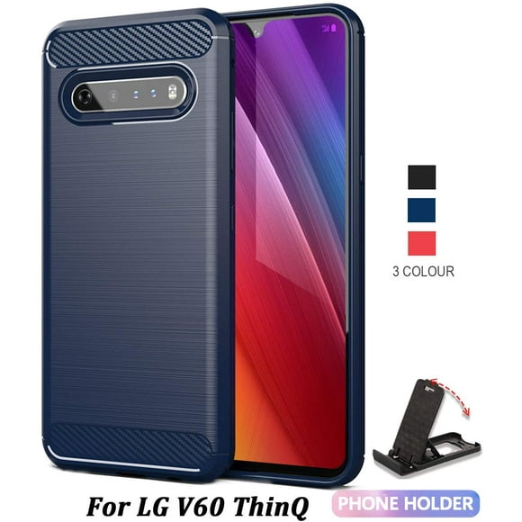 SCL LG V60 ThinQ Case, Carbon Fiber Effect Gel Grip Protection Cover [Anti Scratch][Anti Collision] Compatible with