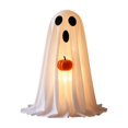 thumbnail image 2 of Halloween Ghost Decor Light Up Halloween Decorations 19 Inch Cute Ghost with Small Pumpkin Indoor Halloween Table Decor Seasonal Home Accent for Halloween Party, 1 Pack, 2 of 7
