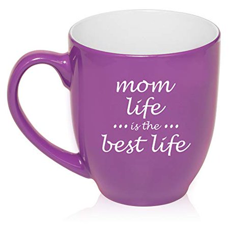 16 oz Large Bistro Mug Ceramic Coffee Tea Glass Cup Mom Life Is The Best Life Mother