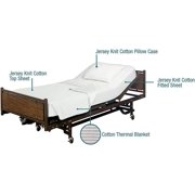 Careoutfit All in One Hospital Bed in a Bag, Top Sheet, Bottom Sheet, Pillow Case and Blanket, White Premium