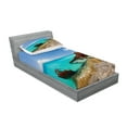 thumbnail image 2 of Ambesonne Nautical Fitted Sheet & Pillow Sham Set, Ship Wreck on Beach, Twinxl, Multicolor, 2 of 2