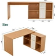 thumbnail image 4 of Ivinta Convertible Executive Wood Study Desk, L-Shaped Computer Office Corner Desk (White Oak), 4 of 8