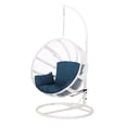 thumbnail image 2 of Leaverton Rope Weave Outdoor Hanging Chair with Stand, White and Dark Teal, 2 of 10