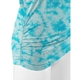 thumbnail image 3 of Made by Johnny Women's V-Neck Short Sleeve Tie Dye Shirring Dolman Top S AQUA, 3 of 6