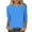 Blue, variant on Womens Casual 3/4 Sleeve Crew Neck Tee Shirts Solid Color Basic Top Blouses L