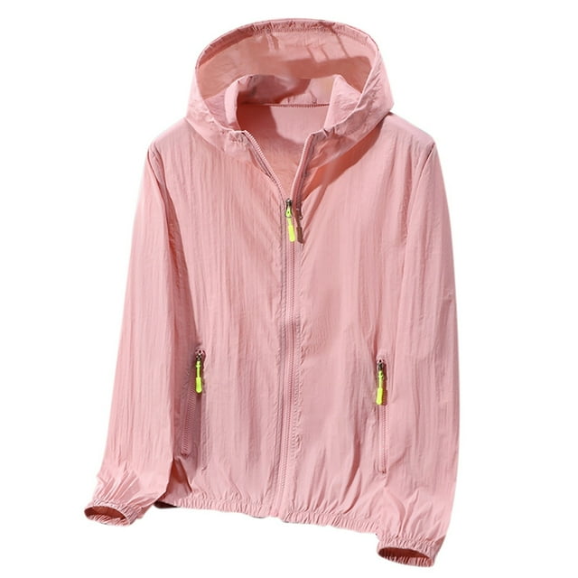 MIASHUI Veste de Protection Solaire Extérieure Légère et Respirante pour Femmes, Grande Taille, Décontractée, Rose, G
