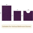 thumbnail image 3 of 3 Pieces Bathroom Rugs, Ultra Soft Non Slip Absorbent Chenille Toilet Bath Mat Set (Purple), 3 of 6