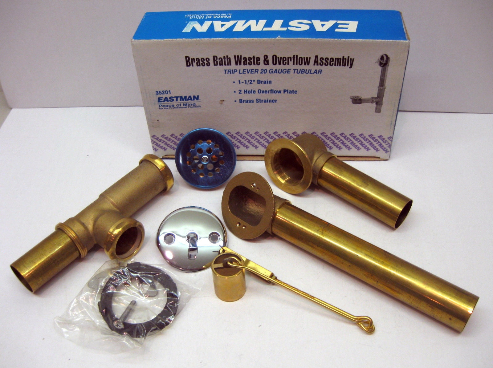 35201 Bath Tub Drain Waste Overflow Assembly Brass Tubing Trip Lever