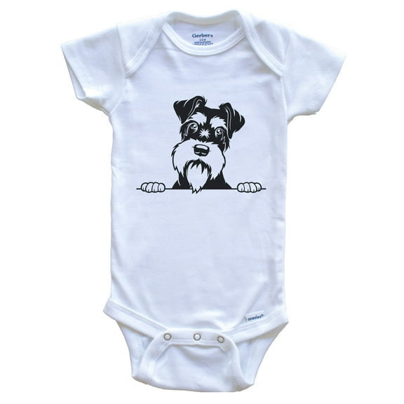 Schnauzer Dog Breed Drawing Cute Baby Bodysuit, 0-3 months white
