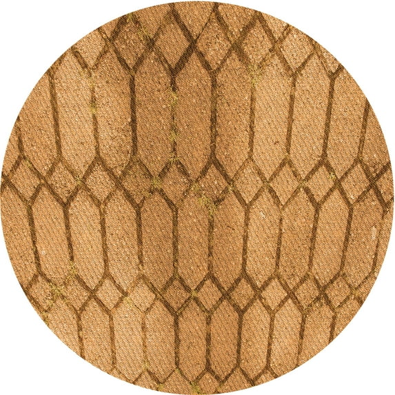 Ahgly Company Indoor Round Patterned Beer Orange Area Rugs, 6' Round