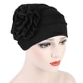 thumbnail image 2 of Mode Couleur Unie Chapeau de Fleurs de Coton Femmes Bonnet Turban Hijab Baggy Cap, 2 of 8