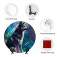 thumbnail image 4 of Honeii Colorful Plant Wolf Print Elegant Bone China Decorative Plate, Porcelain Plate,Art Crafts,Ceramic Ornaments for Home Office Wall Decor-7in, 4 of 6