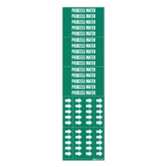 Brady Pipe Marker,Process Water,2 1/4in H 7224-3C