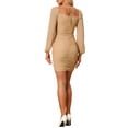 thumbnail image 3 of INSPIRE CHIC Mesh Long Sleeve Dress for Women's Ruched Party Mini Bodycon Dress, 3 of 5