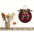 thumbnail image 2 of Christmas Joy Front Door Sign Funny Wreaths Hanging Wooden Plaque Decoration Round Rustic Wood Farmhouse Porch Decor for Home Front Door Decor, 11 x 11 Inch, 2 of 5