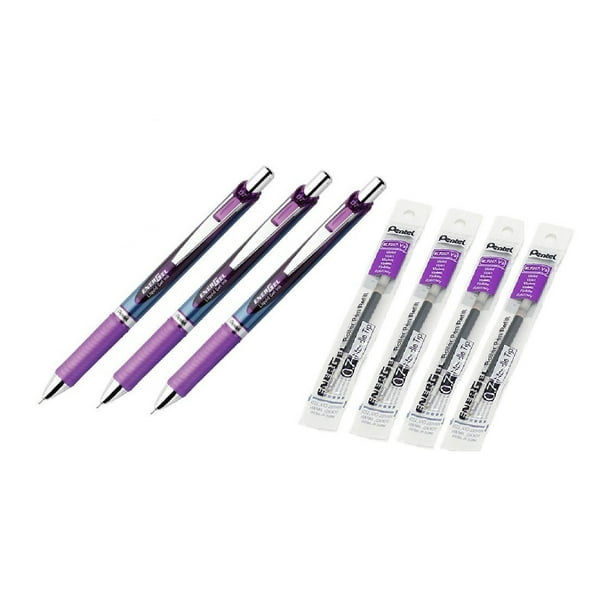 Bolígrafo Gel Retráctil Pentel EnerGel RTX Tinta Violeta 0.7 mm Paquete de 3