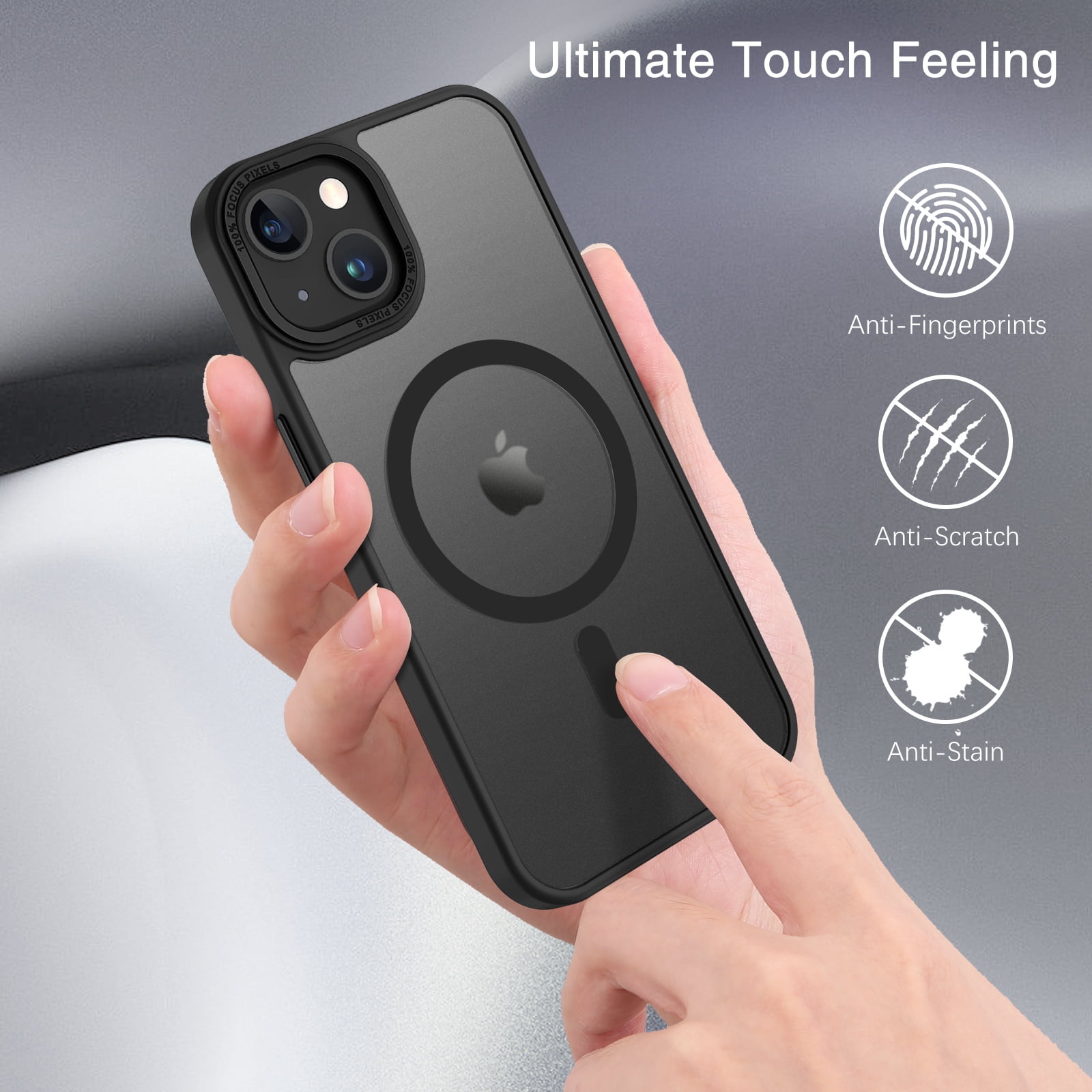BENTOBEN Case for Iphone 13/14, 6.1" Slim Translucent Matte Magnetic Shockproof Cover, Black