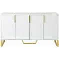 thumbnail image 2 of Historyli 60 Inch Sideboard Buffet,4 Doors Modern Kitchen Storage Cabinet with Marble Sticker Tabletop,Metal Legs for Dining Living Room Entryway,White, 2 of 7