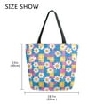 thumbnail image 5 of FORMRS Womens Canvas Tote Bag with Zipper Inner Pocket Shoulder Handbag, Blue Checkered Daisy, 5 of 7