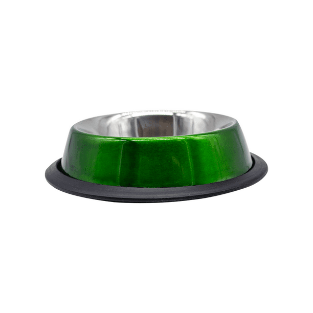 Plato Para Perro Tazón Chico Verde Importadora La Merced Aluminio Antiderrapante