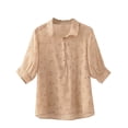 thumbnail image 2 of Fiudx Ofertas y Liquidaciones Camisas Sueltas con Estampado de Talla Grande de Verano para Mujer, Blusas Plegables con Botones, Blusas de Manga Corta con Cuello Vuelto, 2 of 7