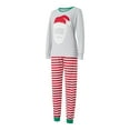 thumbnail image 3 of hirigin Christmas Family Matching Pajamas Set, Long Sleeve Crew Neck Tops with Striped Pants, 3 of 9