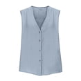 thumbnail image 5 of Sheghy Women Tank Tops 100%Cotton Button Front Sleeveless Top, Solid Casual All-Match Daily Tank Light Blue S, 5 of 6