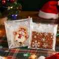 thumbnail image 2 of 100-Pack Christmas Cookie Bags, Self-Adhesive Snowflake Treat Bags 5.4x5.4 Inch for Holiday Party Favors, Gifts, Clear, 2 of 5