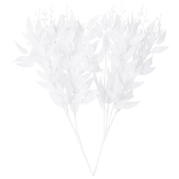MLINS Elegant Artificial Willow Leaves Decor for Home Party Fashionable Plastic Leaf Ornament 2 Pieces White