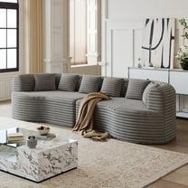 106" Oversized Sectional Sofa,Modern Corduroy Memory Foam Sofa Cloud Sofa with Deep Seat for Living Room,Grey