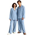 thumbnail image 2 of 2026 Casual Wear Adult Family Matching Pajamas Set - Soft Solid Color Button-Down Loungewear - Loose Fit Long Sleeve Top & Long Pants Two-Piece Casual Sleepwear, 2 of 6