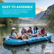 INTEX 66325EP Excursion 5 Inflatable Boat Set w/Oars, Pump, Adjustable Seats & Rod Holders