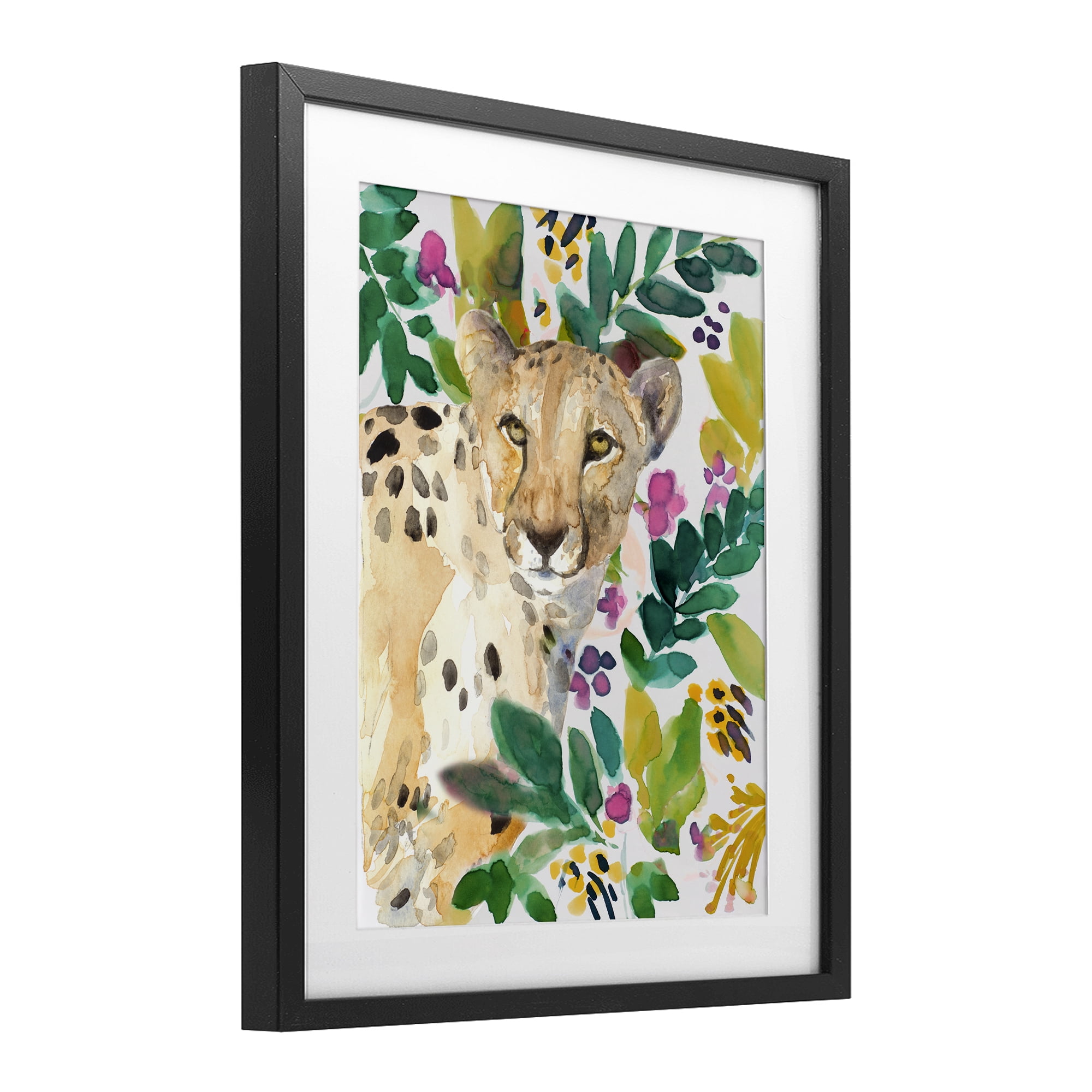 Stupell Industries Garden Plants Cheetah Black Framed Print Under Glass, design by Lanie Loreth