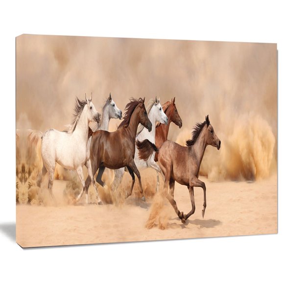 Design Art Herd Gallops in Sand Storm Canvas Print