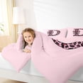 thumbnail image 3 of Erosebridal Girls Black Pink D Letter Monogrammed Twin Comforter Sets 3-Piece,Kids Cheetah Print Bow Tie Bedding Set,Pink Reversible, 3 of 6
