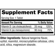 Twinlab D3 + K2 Dots - Vitamin D3 & Vitamin K2 Supplement for Immune Support, Bone Health & Heart Health - Vitamin D 1000 IU + Vitamin K 90 mcg for Bone Strength, Tangerine Flavor, 60 Tablets, 1-Pack