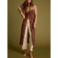 thumbnail image 2 of Brown Front Split Long Cover-Up Dress With Spaghetti Straps And V-Neck Flowy Cami Top, 2 of 7