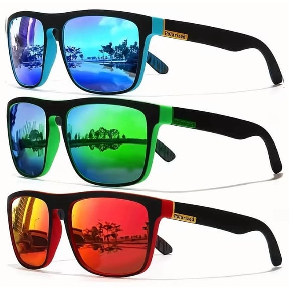 3 Pairs Polarized Sunglasses Men Women,Mens Sunglasses Lightweight UV Sunshades Glasses for Fishing Driving Golf,Outdoor Sports Cycling Goggles Spectacles(Blue Green Red)