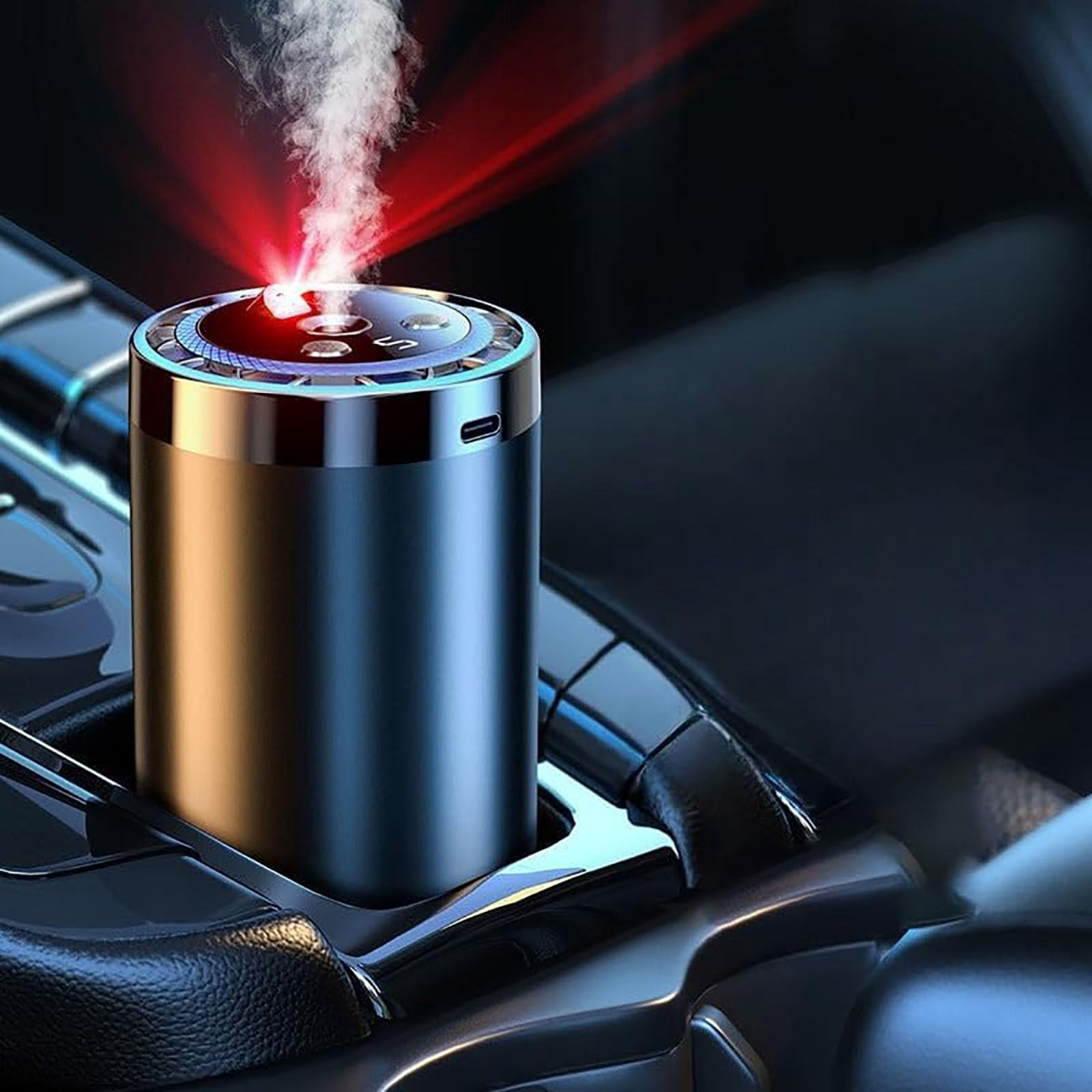 Smart Car Diffuser Set with Light & Spray Modes, Car Air Freshener Long Lasting Scent, Star Ambiance Roof, Auto On/Off, Muli Adjustable Modes USB Charge (Gardenia-5-Speed (Aluminum Alloy))