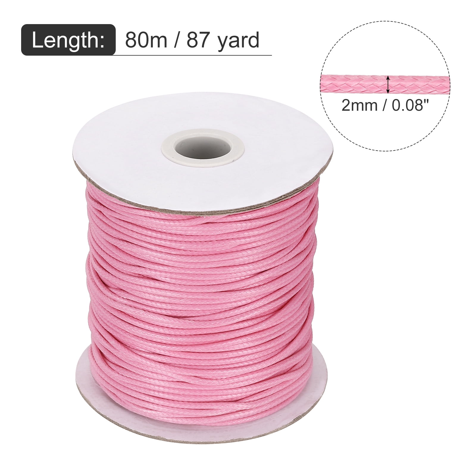 Waxed Cord 2mm Waxed Thread 87 Yard Wax String Leather Cord for Bracelet Making, Necklaces, Beading, Jewelry Making and DIY Crafts(Pink)