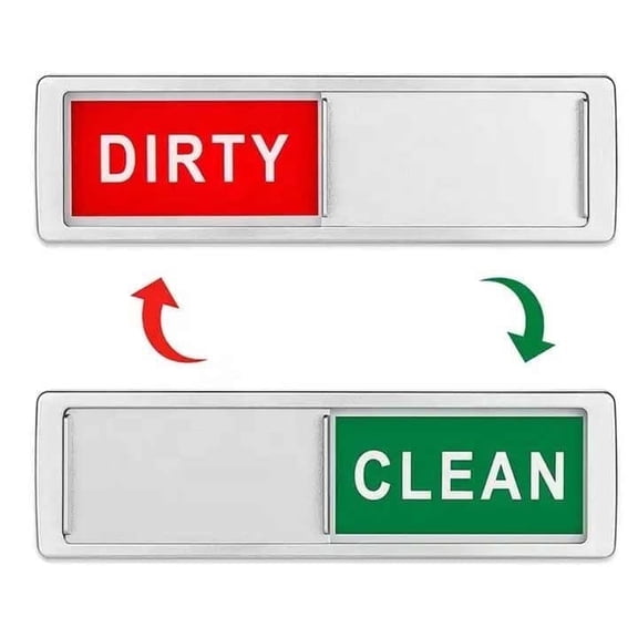 Silver Dishwasher Magnet Clean/Dirty Sign Non-Scratching Strong Magnet or 3M Adhesive Options Indicator Tells Whether Dishes Are Clean or Dirty